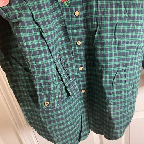 VTG 90s Casey & Max Plaid Long Sleeve Button Up Shirt size medium Green