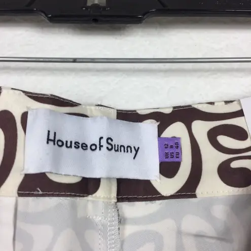 NWT House Of Sunny All You Need Is Love Peace Sign 70s Flare Pant Size 8 Vintage Brown