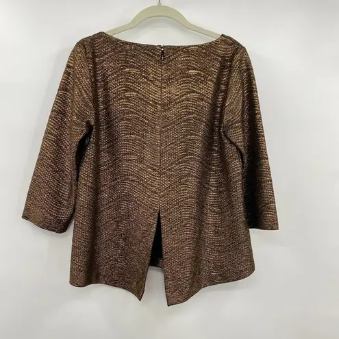 Club Monaco  Sweater Flowy Split Back Black Copper Metallic Womens Size Medium