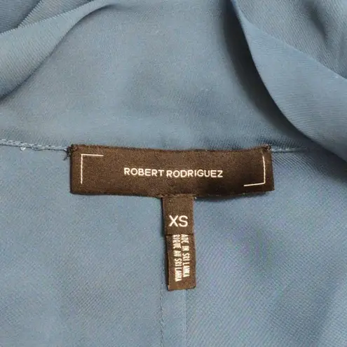 Robert Rodriguez Brooke Dress Blue Long Sleeve Collared Drape XS