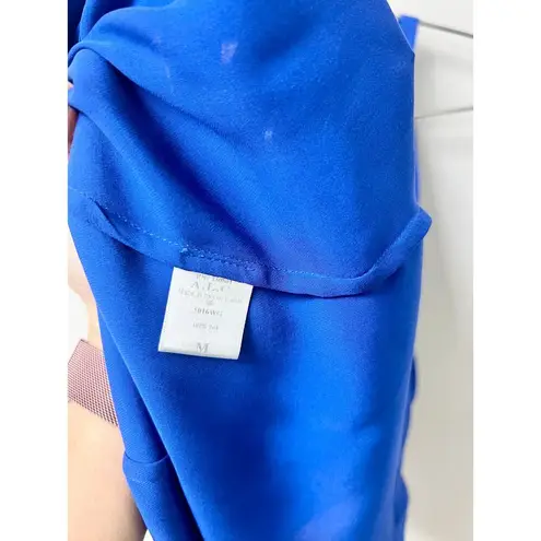 ALC Frank A.L.C. 100% Silk Sleeveless Keyhole Neck Halter Blouse Top Cobalt Blue Women's M