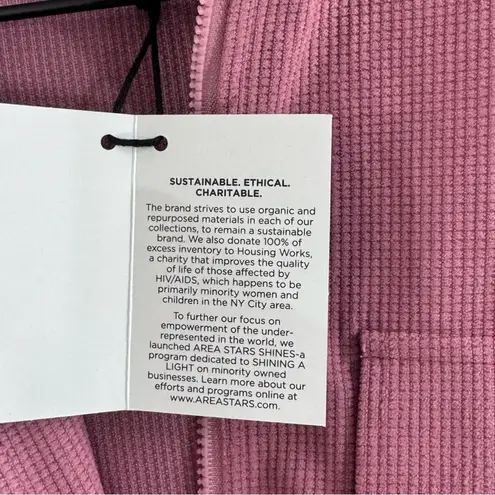 Area Stars Waffle Zip Bomber Jacket Cropped Utility Mauve Pockets Size XS NEW Pink