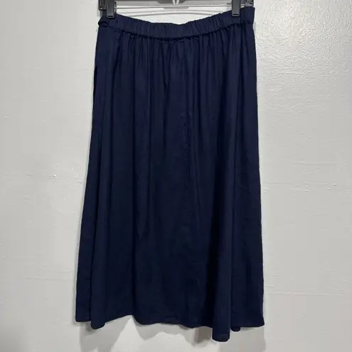 J Crew Factory Faux Wrap Skirt Womens PS Linen Blend Navy A