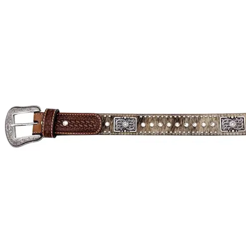 Nocona Brown Tooled Leather Belt Hair