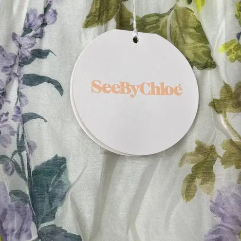 See By Chloe SEE BY CHLOÉ Lace Trimmed Flora Voile Midi Skirt Size 2 NWT $405