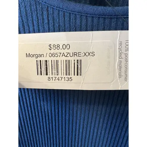 Amour Vert Women’s Morgan Ribbed Peplum Top Size XXS Azure Blue Modal