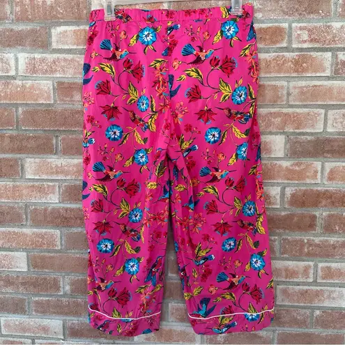 Printfresh Hummingbird Haven 2 Piece Pajama Set Women’s Medium Pink Artsy Cotton