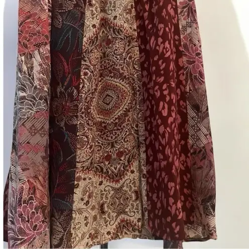 Johnny Was Jade Valencia Paneled Silk Pull-On Midi Skirt NWT (oversized)