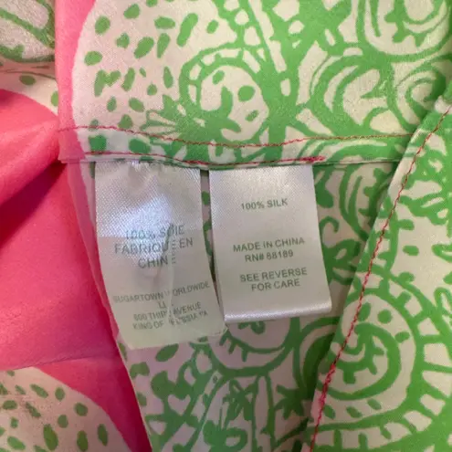 Lilly Pulitzer  Pink Green Riviera Silk Chain Halter Neck Tank Top Size XXS