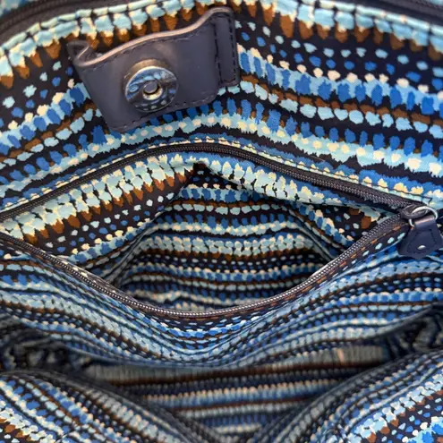 Vera Bradley Tote Bag Quilted Floral Travel Carryall Handbag Blue Brown