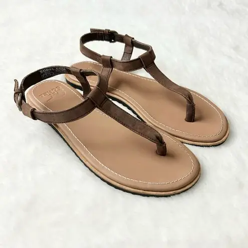 Sorel  Bailee Brown Leather T-Strap Sandal Size 7