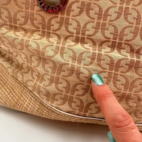 Fossil  Monogram Canvas Brown Shoulder Satchel Purse thumbnail 9