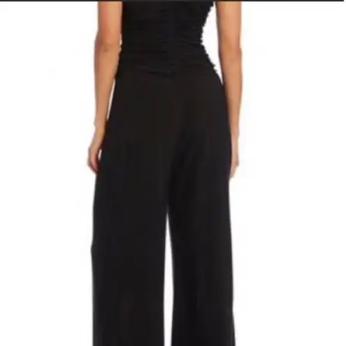 R & M Richards Dressy Cowl neck sleeveless wide legged jumpsuit in black size 6