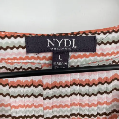NYDJ Womens Size L Sleeveless V Neck Chevron Stripe Blouse Top Pink Orange Brown