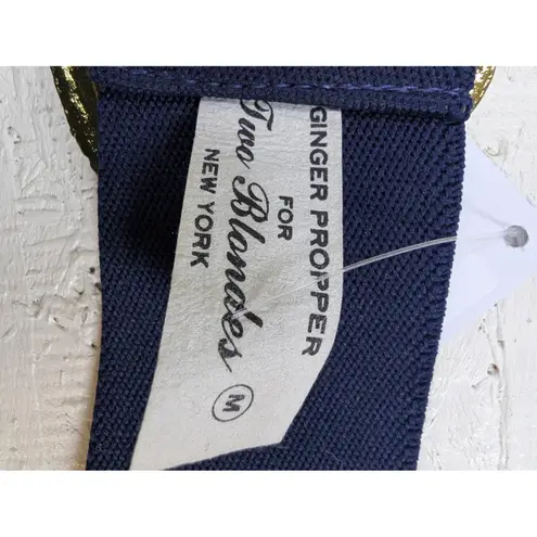 Ginger Propper For Two Blondes New York Navy Elastic Belt Gold Buckle Women M Blue Size M