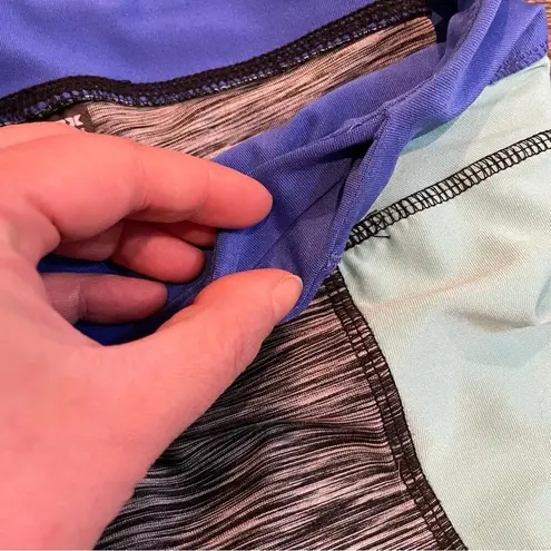 RBX Black & Gray Heathered Workout Leggings w/ Blue Panels Size L Size L