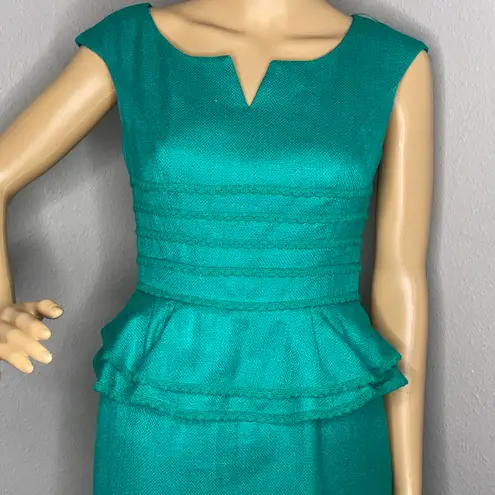 Kay Unger Peplum Silk Aqua Green Dress Size 4