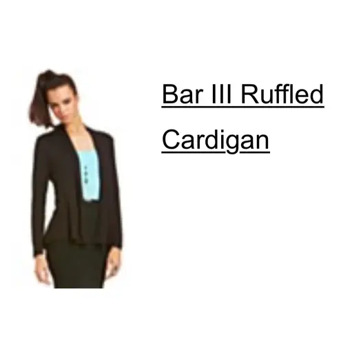 Bar III  Black Ruffled Open Cardigan | XS