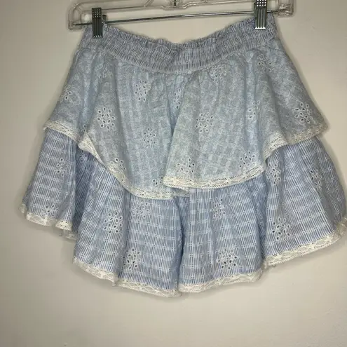 American Eagle  tiered eyelet detail skort in light blue Picnic Cottage-core Sz S