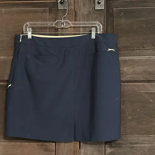 Slazenger  Golf Skort Skirt/Shorts Blue Yellow Trim Size 12 With Zipper Pockets