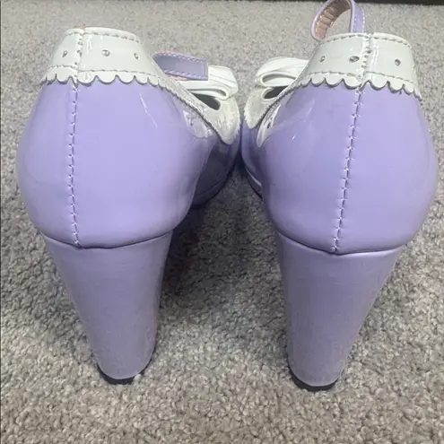 Women’s Purple Chunky Heel Mary Jane Pumps Cute Bow Round Toe Size 8 NEW Purple
