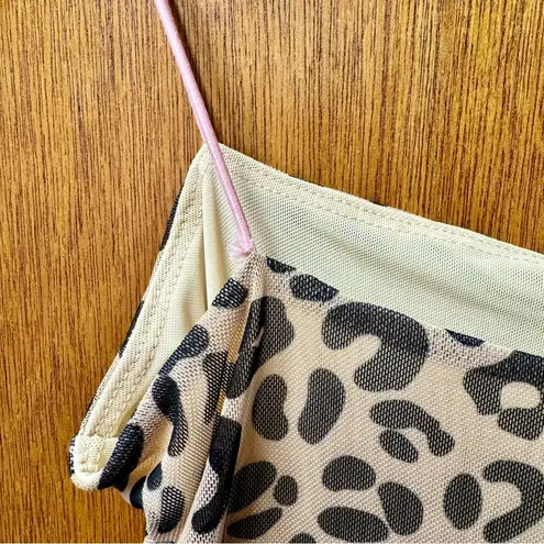 Sandy Liang Lily Leopard Print Sleeveless Ruched Mini Dress Bodycon 6