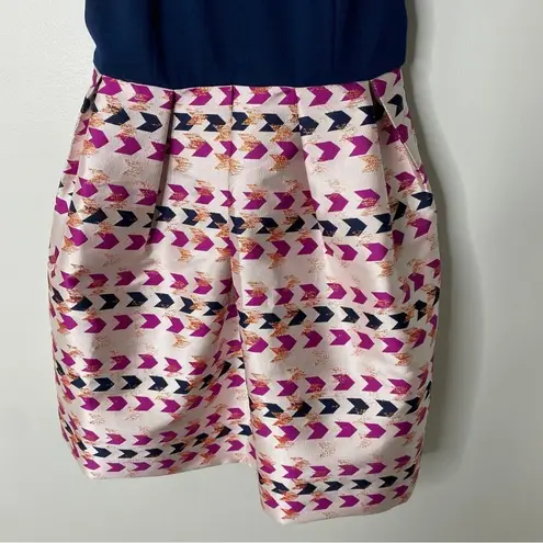 Hutch Anthropologie Blue Fit & Flare Metallic Arrowhead Short Mini Dress Size 8