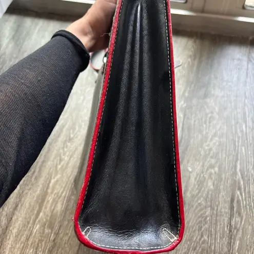Elegant Black and Red work satchel Bag with orange interior