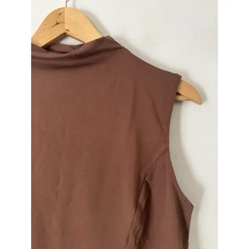 Halara NWT Brown Mock Neck Pullover Tank Top Size XL