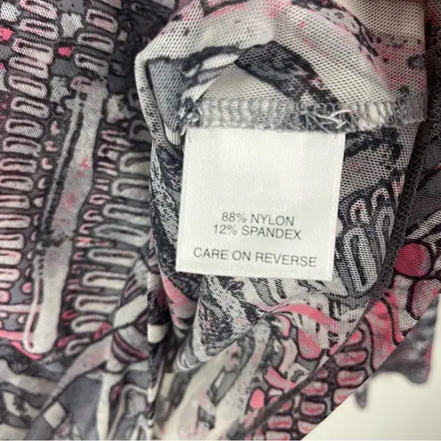 St. John Sport Mesh Sheer Abstract Print Long Sleeves High Neck Top Size Small