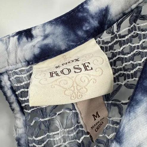 Knox Rose  Blue Tie Dye Shibori Crew Neck Casual Boho Tank Top Size Medium