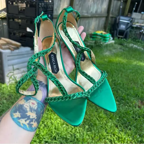 Jessica Rich Green Gold Luxe Embellished Chain T