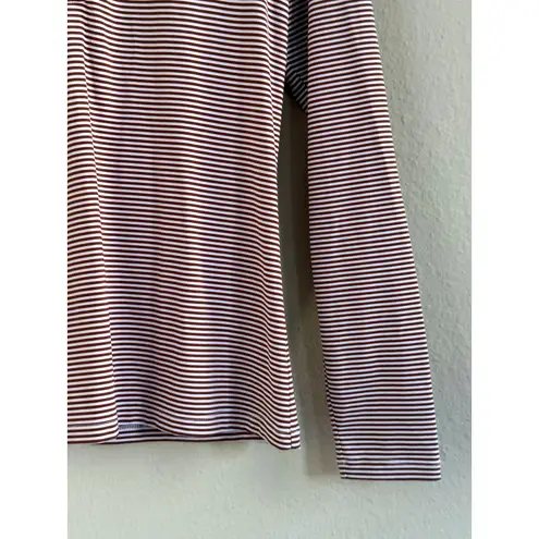 J McLaughlin Womens XS Striped 1/4 Zip Pullover Catalina Cloth Long Sleeve Brown