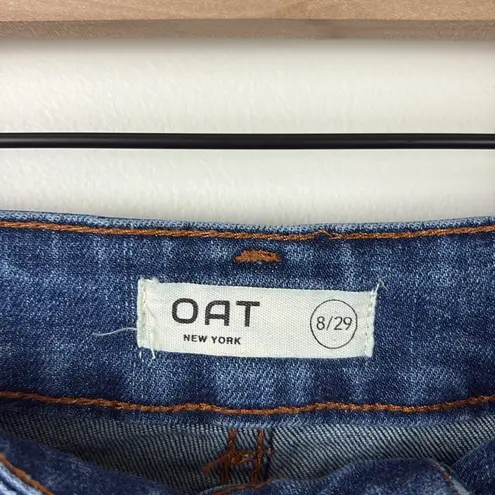 Oat New York Boot Cut Flare Jeans High Rise Women’s Size 8 or 29 Denim Raw Hem Blue