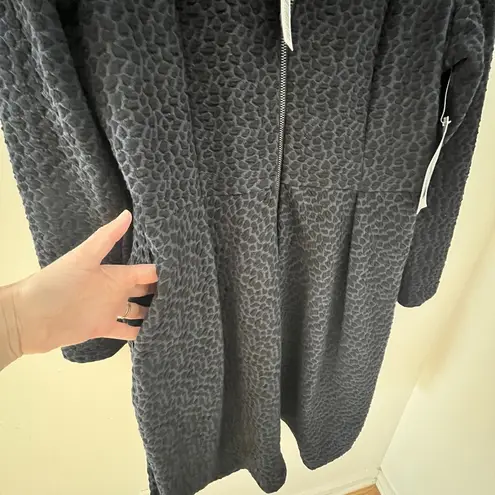 NWT Samuel Dong black navy cheetah print collared long sleeve coat dress Size M Size M