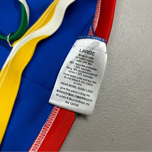 Mara Hoffman Swim Astrid Bikini Top Colorful White Red Green Blue NEW NWT