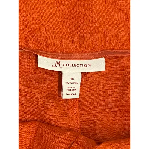 JM Collection 100% Linen Burnt Orange Flared Midi Skirt Size 16 earthy cottage