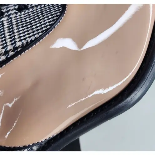 The Office of Angela Scott Mrs Maisel Midheel size 37.5 nude glen plaid leather Black