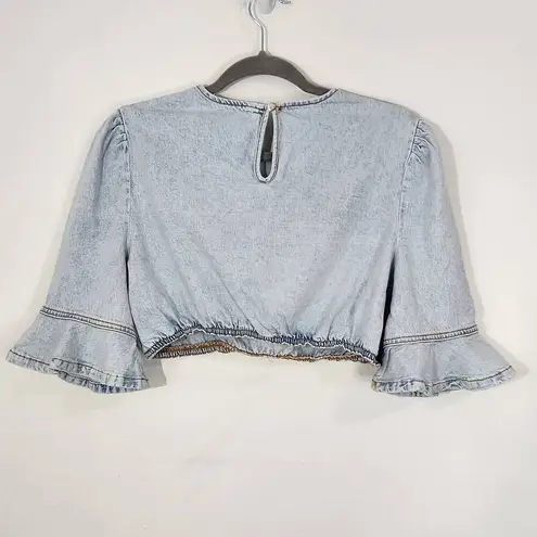 We Wore What Cropped Denim Top Size Medium NWT Denim Sexy Crop Top