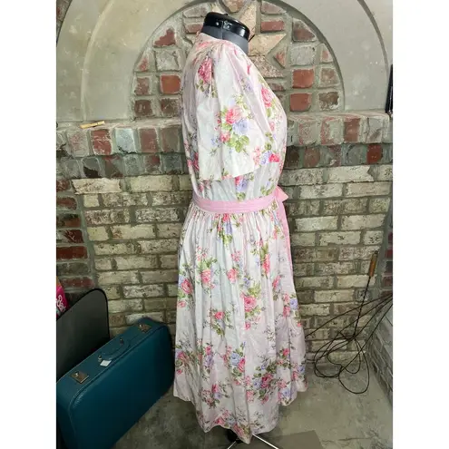 dress floral rose v neck pink yellow purple Size 12