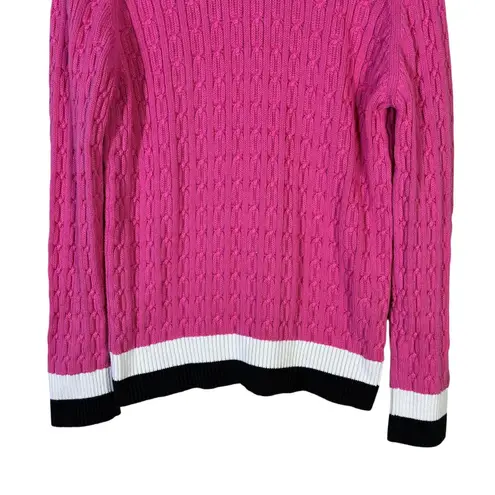 Tommy Hilfiger  Cable Knit Crewneck Sweater Womens XL Pink 100% Cotton Preppy - Image 4