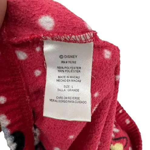 Disney  Mickey Mouse Winter Scarf Red Long Sleeve Fleece Pants Pajama Set Large