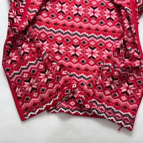 Laura Scott Women's Red Fair Isle Microfleece Jacket Size M