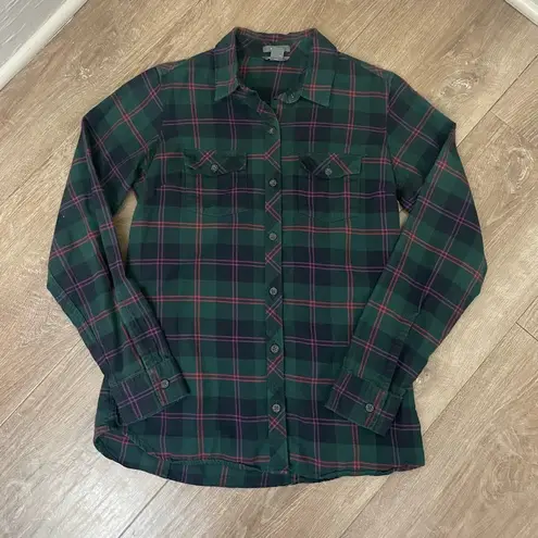 Eddie Bauer  Classic Fit Plaid Button Up Flannel Shirt ~ Women’s Size S - Image 4