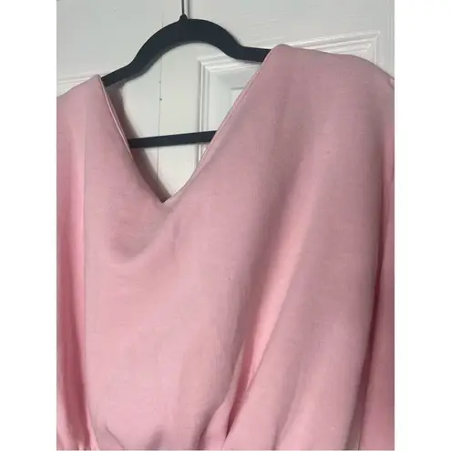 Pretty Little Thing  Pastel Light Pink Off The Shoulder Crop Sweatshirt Sz Large