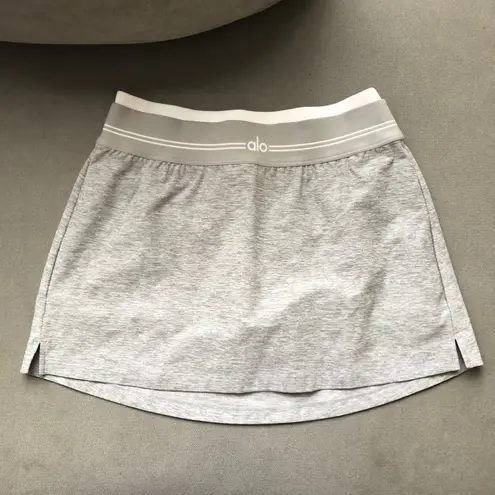 Alo Yoga Alosoft Better Together Tennis Skirt Athletic Heather Grey/White S