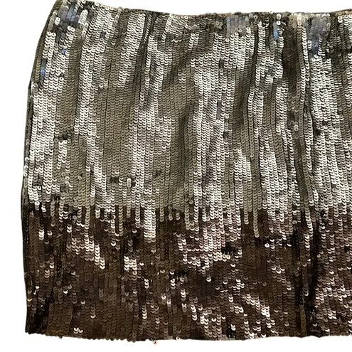 Jaloux Ombré Sequin Mini Skirt Hand Embellished Party New Years Disco NWT Large Silver