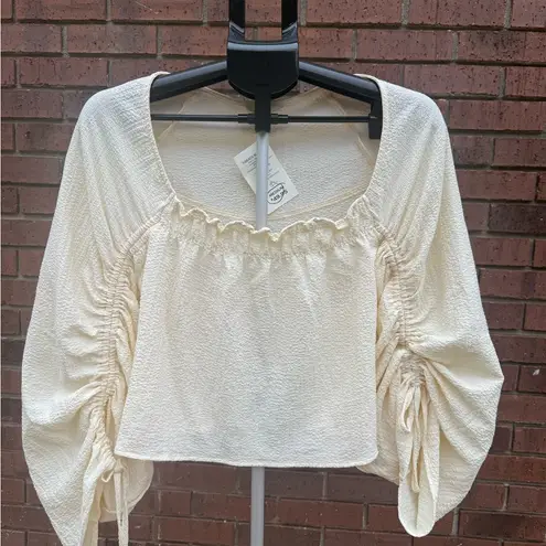 Prómesa Promesa Romantic Blouse Top Womens Size Medium Puff Sleeve Cream Off White Fairy