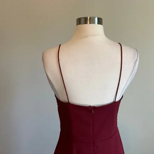 Jarlo London Burgundy Red Sleeveless Cut Out Mini Train Evening Gown Size 8 JARLO Long Dress