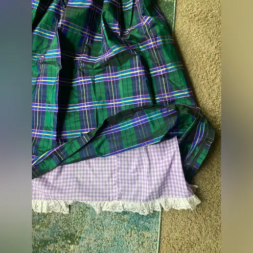 Ellen Tracy Vintage rare 60/70s plaid taffeta wrap long skirt, size medium large